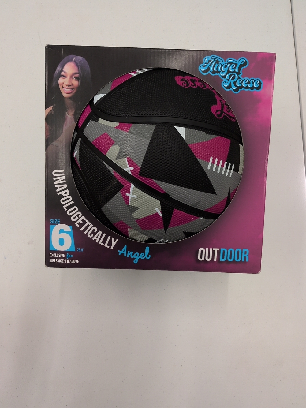 Angel Reese Outdoor Basketball - Black, Pink & Gray